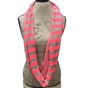 The Accessory🧣Collective Reversible Pink, Gray Stripes Infinity Scarf